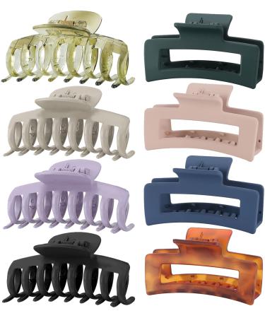 Lolalet 8 pieces large hair clip 8cm hair clips for thick hair slip-resistant hair jaw clips hair styling accessories for women girls (sample B) 8 piece pattern B