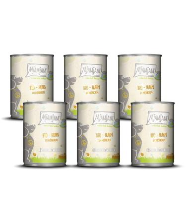 MjAMjAM - Premium Wet Dog Food - Naturally Delicious - Organic Chicken with Carrots Pack of 6 (6 x 400g) Grain Free with Extra Meat