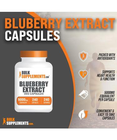 BulkSupplements Blueberry Extract Capsules - Vegan Gluten-Free Wild Blueberry Supplement 240 Veg Capsules 1 Capsule Serving - Buy Online on GoSupps.com