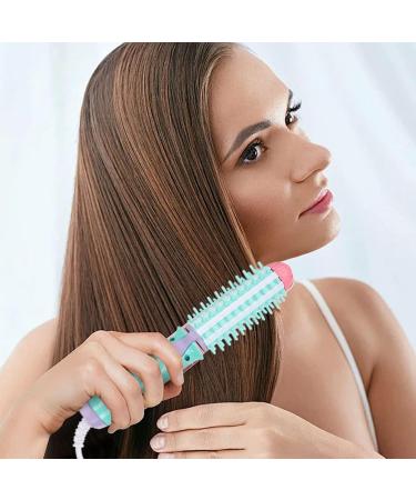 Buy 2-in-1 Ceramic Heated Curling Iron Brush for Travel - Mini Hair Curler & Straightener - Anti-Scald Volume & Smoother Hair - Blue - Buy Online on GoSupps.com