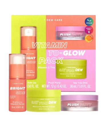I Dew Care Skincare Set - Vitamin To Glow Pack | Illuminating Vitamin C Trio with Niacinamide, Travel Size, Cream, Lip Mask, Serum 01 [Brightening] Vitamin To-Glow (New)