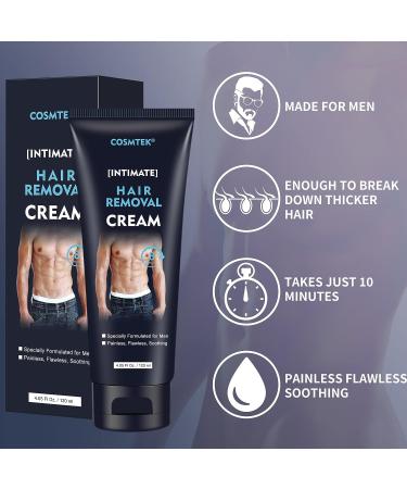 Men's Hair Removal Cream - Effective, Painless & Soothing Depilatory Cream (5.07oz) - Buy Online on GoSupps.com