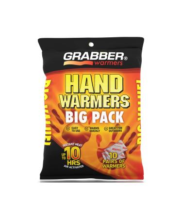 Grabber Hand Warmers - Long Lasting Safe Natural Odorless Air Activated Warmers - Up to 7 Hours of Heat - 10 Pairs,one color,HWPP10DISPLAYUSA