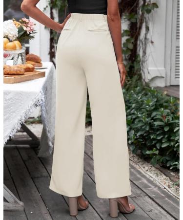 Vetinee Wide Leg High Waisted Dress Pants for Women with Pockets - XXL Vanilla Ice - Buy Online on GoSupps.com
