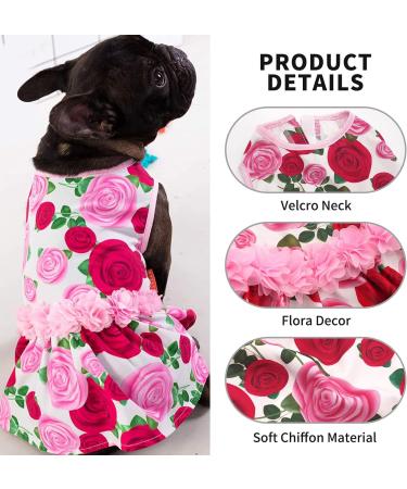 KYEESE Elegant Princess Dog Dress with Rose and Flowers Decor for Small Dogs - Medium Size | Spring Summer Dog Apparel - Buy Online on GoSupps.com