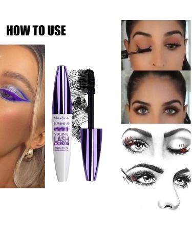  HISUNBEN Blue Mascara Waterproof 10ml Mascara Waterproof Durable Volumizing Curling Extension Makeup for Christmas Halloween Parties Weddings White Box (White Tube - Purple) - Buy Online on GoSupps.com