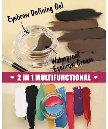 2 Colors Eyebrow Pomade Set-2 in 1 Waterproof Eyebrow Cream Gel Brown & Clear Brow Setting Glue Wax Filling & Shaping Tinted Brow Filler with Brow Brush Tool Eyebrow Color Makeup for Women -#02 02# Brown - Buy Online on GoSupps.com