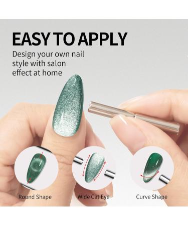 Maychao 15ml Light Green Cat Eye Gel Nail Polish with Magnet - Soak off, Holographic Effect - DIY Nail Art at Home - Buy Online on GoSupps.com
