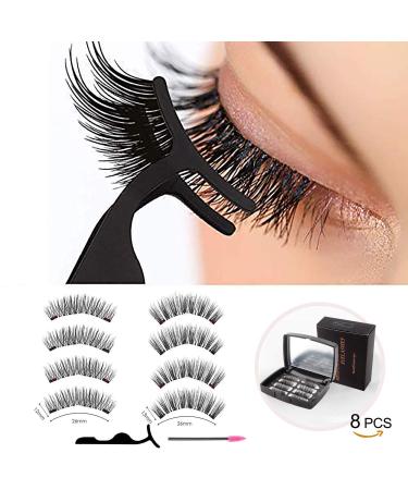 Magnetic Eyelashes - Reusable 3D False Lashes with 3 Magnets Soft & Natural Look | 8 Pieces with Tweezers No Glue Needed - Buy Online on GoSupps.com