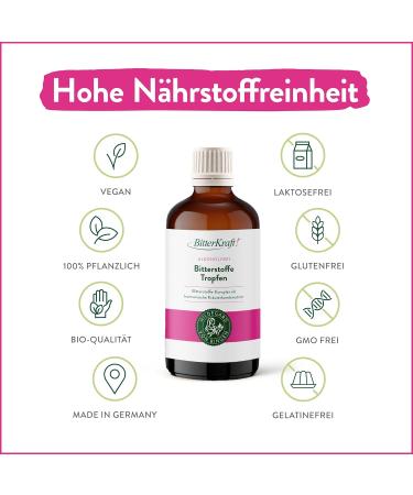 Bitter Power! Alcohol-Free 100ml - High-Dose Bitter Drops with 9 Exquisite Herbs | Vegan & 100% Natural - Hildegard von Bingen Formula - Buy Online on GoSupps.com