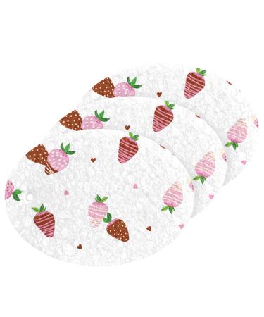 3-Pack Cleaning Kitchen Sponges Oval Cute Strawberry Kitchen Cellulose Dishwashing Wood Pulp Cotton