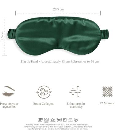 SILKSLEEK 22 Momme Pure Mulberry Silk Eye Mask for Sleeping | Super Soft & Comfortable Blackout Sleep Mask Filled with 100% Pure Silk | Travel Essentials in Gift Box - Emerald - Buy Online on GoSupps.com