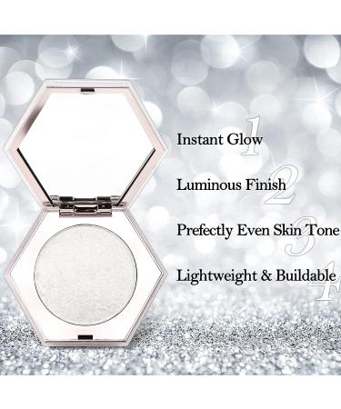 Erinde White Silver Face Highlighter Palette - Shimmer Glitter Powder for Face & Body | Natural Illuminator with Long-Lasting, Lightweight Formula - 01 Diamond White - Buy Online on GoSupps.com