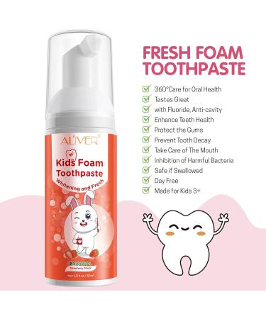 Kids Foam Toothpaste with Low Fluoride for U Shaped Toothbrush - Strawberry Flavored Toothpaste and Mouthwash for Children - Buy Online on GoSupps.com