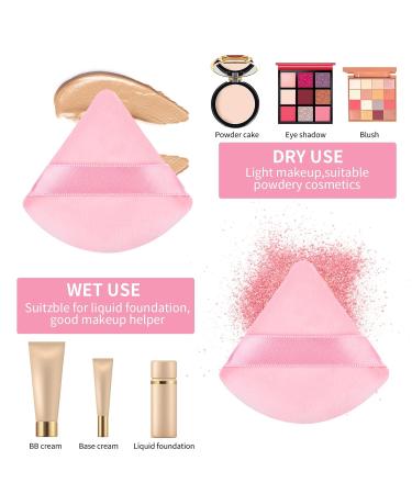 Sibba Triangle Shape Powder Puff Set 3 Soft Cosmetic Sponges for Loose Powder & Foundation | Large Cotton Makeup Cushions (Pink) International Shipping Available - Buy Online on GoSupps.com
