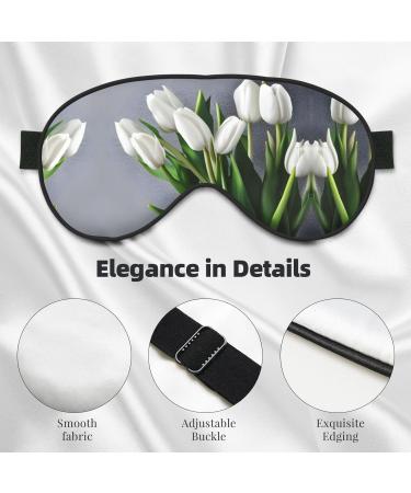 Buy White Tulips Double-Sided Sleep Eye Mask - Soft Comfort Blindfold with Adjustable Strap | Block Out Light - Buy Online on GoSupps.com