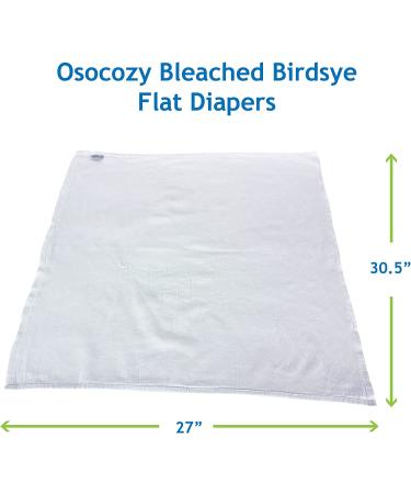 OsoCozy Bleached Birdseye Flat Cloth Diapers - 100% Cotton - White - 27.5 x 30.5 Inches - 1 Dozen - Buy Online on GoSupps.com