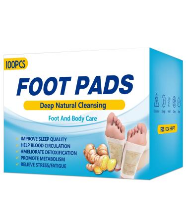 Foot Pads, 100 Ginger Foot Pads and 100 Adhesive Sheets for Anti-Stress Relief Improving Sleeping, Deep Natural Cleansing Anti Swelling Ginger Foot Pads for Foot Care