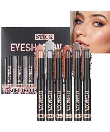 Eyeshadow Stick | 6 Pieces Eye Shadow Sticks Cream Texture - Matte Long Lasting Water Resistant Makeup Applicator for Women Girls Travel Evening Wedding