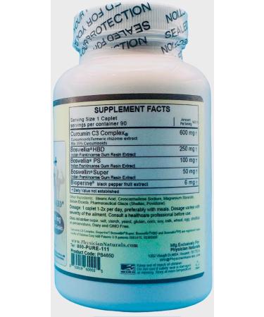 Physician Naturals Advanced Boswellin Super with Curcumin C3 1000mg - 90 Caplets, Joint & Colon Support - Buy Online on GoSupps.com