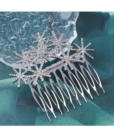 Dervivea Rhinestone Snowflake Hair Comb Barrette Silver Snow Hair Side Comb Crystal Weddings Headpieces Chirstmas Cz Snowflake Hair Piece Decorative Hair Accessories for Women and Girls Headdress - Buy Online on GoSupps.com
