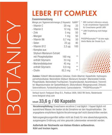Botanicy Leber Fit Complex | Phosphocolex & Milk Thistle Silymarin | Supports Liver Health | High Bioavailability | 60 Capsules - Buy Online on GoSupps.com