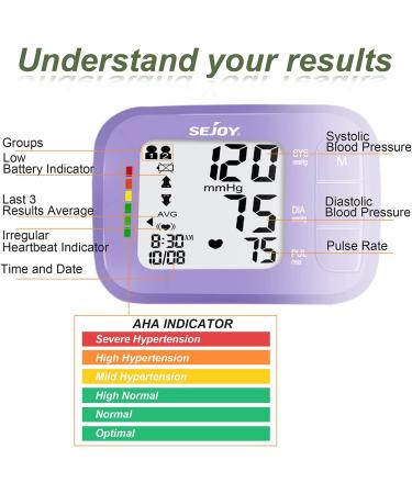 Wrist Blood Pressure Monitor with Irregular Heartbeat Detection and Large Display - Purple | Digital Automatic BP Cuff Monitors for Home Use - 120 Memories, Adjustable Cuff - Buy Online on GoSupps.com