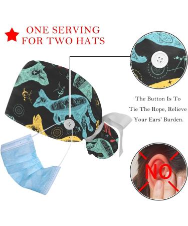 Women's Medical Caps with Buttons - Kangaroo Pattern, 2 Piece Set, Adjustable Fit | Australia - Buy Online on GoSupps.com