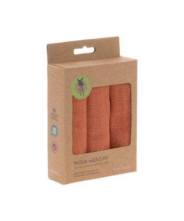 L SSIG Muslin Washcloth Cotton Set of 3 - Rust Red | Soft & Absorbent Wash Cloths for Baby & Home | International Shipping - Buy Online on GoSupps.com