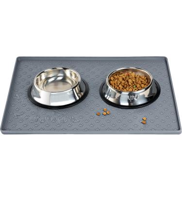 Dog Cat Pet Food Mat Dog Feeding Mat for Food and Water Silicone Dog Dish Mats for Floors Waterproof Slip Dog Bowl Mat with Raised Edges to Prevent Food and Water Messes on Floor