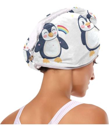 Small Lovely Penguins Hair Towel 2 Pack - Super Absorbent Quick Dry Hair Turbans for Women & Girls | Perfect Hair Drying Solution - Buy Online on GoSupps.com