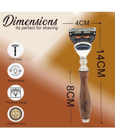 5 Edge Mens Shaving Safety Razor - Wooden Handle | Perfect for All Skin Types | Premium Quality Razors for Men - Buy Online on GoSupps.com