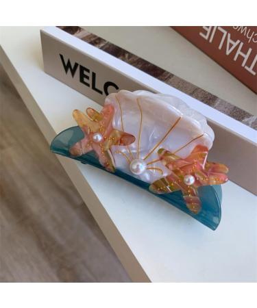 ELICNA Chic and Stylish Ocean-Inspired Acetate Hair Clips with Starfish Seashells and Tropical Motifs - Durable Fashion Accessories for Beachy Vibes - Versatile Nature-inspired Designs - Shark Clip - Buy Online on GoSupps.com