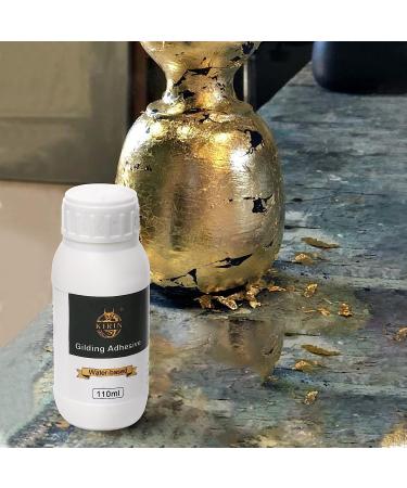 110ml Gilding Adhesive Kit with 5g Gold Flakes - Epoxy Resin Water Based Glue for Gold Leafing on Canvas and Furniture - DIY with Gilding Brush and Gloves - Buy Online on GoSupps.com