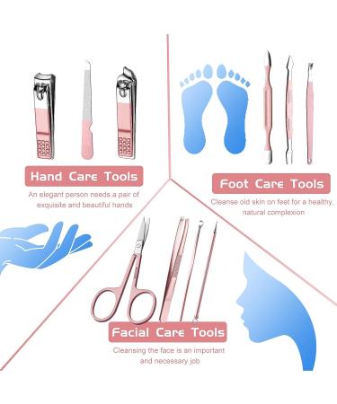Women's Manicure Set 10 in 1 Nail Clipper Kit with Luxury Leather Bag - Pink | Travel-Friendly & Great Gift Choice - Buy Online on GoSupps.com