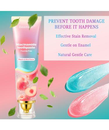 Niacinamide Whitening Toothpaste Triple White Probiotic Whitening Toothpaste Fluoride-Free| Sensitivity Relief | Fresh Breath & Stain Removal Formula | Sakura Peach Fragrance (1) - Buy Online on GoSupps.com