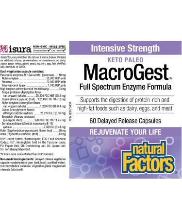 Natural Factors Keto Paleo MacroGest 60 Capsules - Supports Healthy Digestion & Keto Diet - Buy Online on GoSupps.com