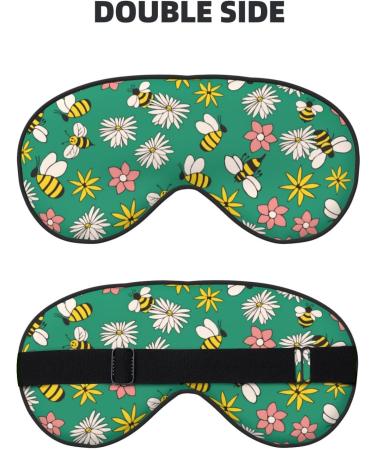 Flying Bees Print Sleep Eye Mask - Soft Blindfold with Elastic Strap for Travel & Night Sleeping - Buy Online on GoSupps.com