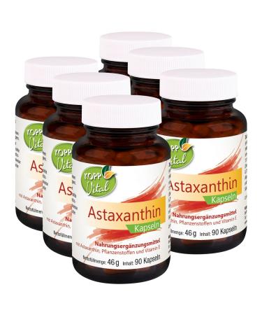 Kopp Vital Astaxanthin capsules |6 x 90 capsules |46 G |Vegan |With high bioavailability |Pure substance principle |Pharmacy quality