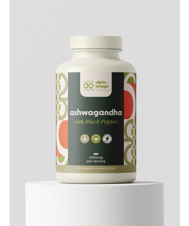 Alpha & Omega Nutrition Ashwagandha 650mg with Black Pepper Extract 120 Veggie Caps for Stress Relief Natural Mood Support Energy & Focus GMO Free 2 Month Supply