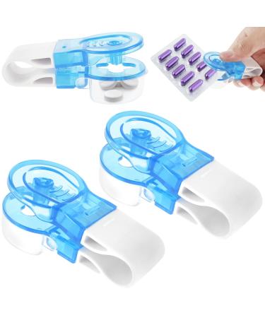 Txkrhwa 4Pcs Portable Pill Taker Reusable Pill Taker Remover with Pill Box No Contact Easy to Take Pill Out Tool Plastic Pills Blister Pack Opener Pill Taker Household Gadgets for Seniors the Disabled