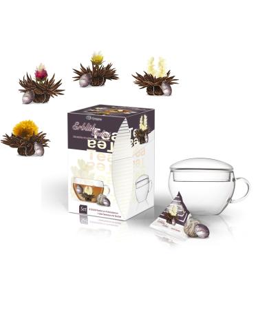 Creano Blooming Tea in Cupsize Flowering Tea Gift Set with 200 ml Glass Tea Cup and 8 Tea Flowers - Black Tea - Buy Online on GoSupps.com