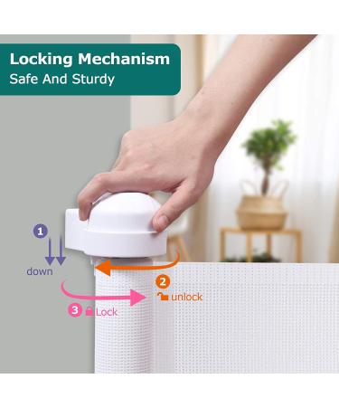 YOOFOR Retractable Baby Gate 33x55 Inch - Extra Wide Safety Gate for Kids, Pets - Indoor Outdoor Mesh Dog Gate - White (Pack of 1) - Buy Online on GoSupps.com