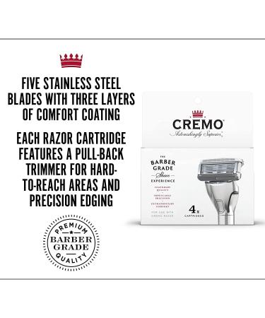 Cremo Barber Grade Razor Blades for Men - 4 Silver Blade Refills | Premium Shaving Supplies - Buy Online on GoSupps.com