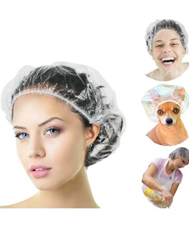 Disposable Shower Caps - 30PCS Salon Hair Coloring Dye Cap Shower Caps Larger and Thicker Bath Cap Clear Elastic Hotel Hair Bathing Shower Caps Hats for Home Use Women Spa Hotel and Portable Travel