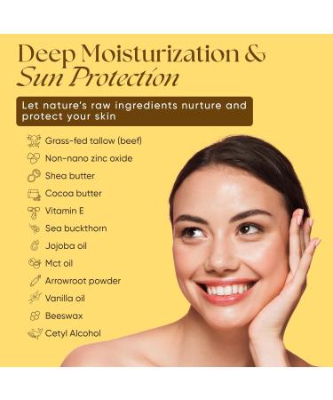 Beef Tallow Sunscreen SPF 30 & Grass Fed Tallow Soap Bar Set Organic Zinc Oxide Sunblock + All Natural Citrus Scent Soap Chemical Free Skincare Duo Made in USA - Buy Online on GoSupps.com