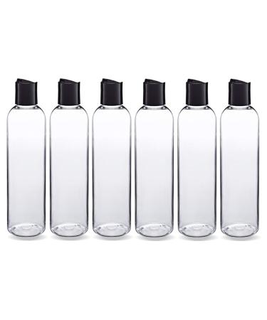 ljdeals 8 oz Clear Plastic Empty Bottles with Black Disc Top Caps, Refillable Containers for Shampoo, Lotions, Cream and more Pack of 6, BPA Free, Made in USA - Buy Online on GoSupps.com