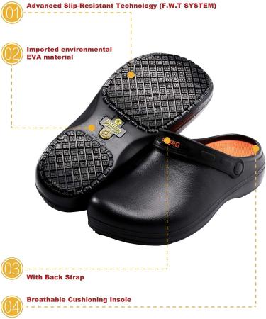 Non Slip Oil Resistant Chef Work Shoes for Kitchen - Men 9 Women/7 Men - Black - Buy Online on GoSupps.com