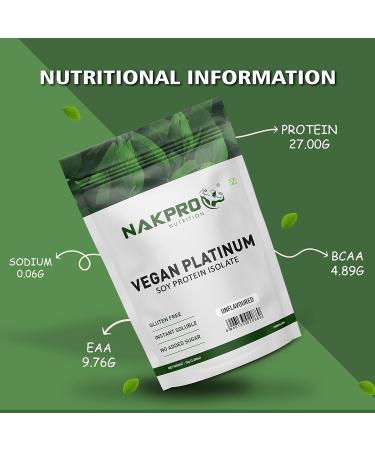 NAK'PRO 100% Soy Protein Isolate Unflavoured - 1kg | 27g Protein 4.9g BCAA | Natural Vegan Plant Protein Powder | Easy To Digest | All Essential Amino Acids for Muscle Gain and Recovery - Buy Online on GoSupps.com