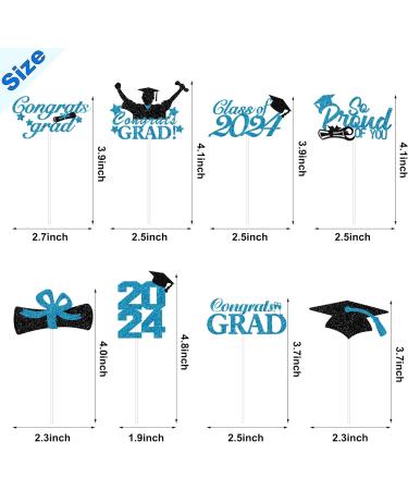Graduation Cupcake Toppers 2023 Glitter Class of 2023 Cupcake Toppers Supplies Class of 2023 Congrats Grad Cap Diploma Cupcake Picks for Graduation Party Decorations 2023-24Pcs (Blue) - Buy Online on GoSupps.com